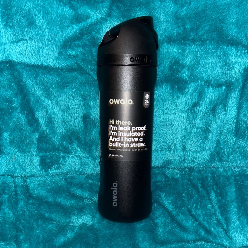 Owala Black Insulated Water Bottle with Straw
